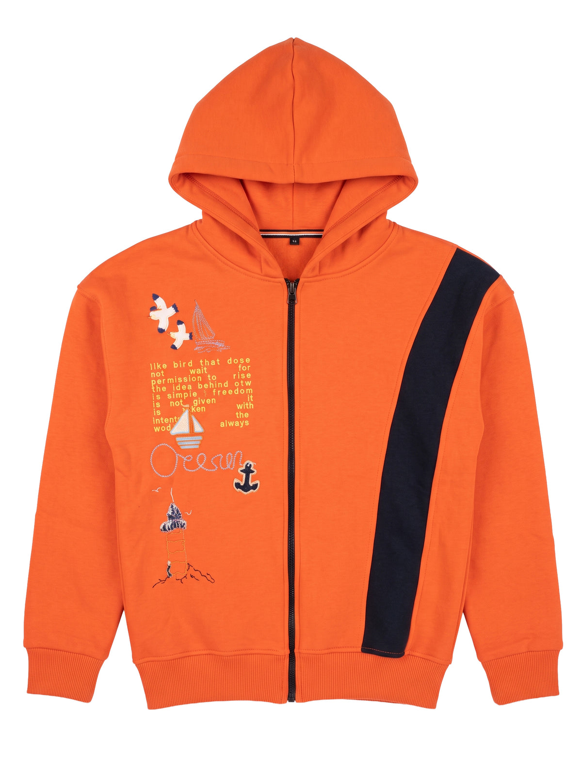 Marinero Boys' Nautical Hoodie Set – Orange/Navy