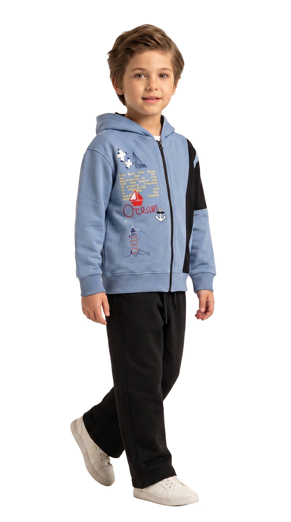 Marinero Boys' Nautical Hoodie Set – Sky Blue