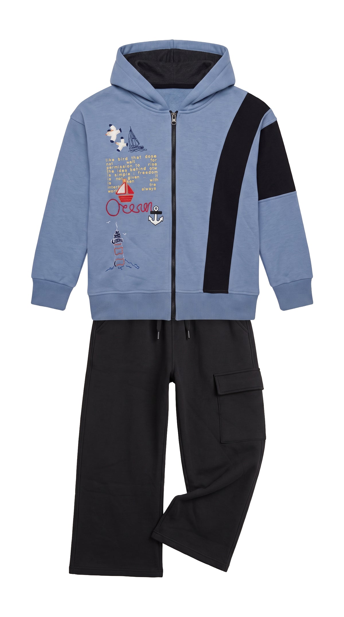 Marinero Boys' Nautical Hoodie Set – Sky Blue