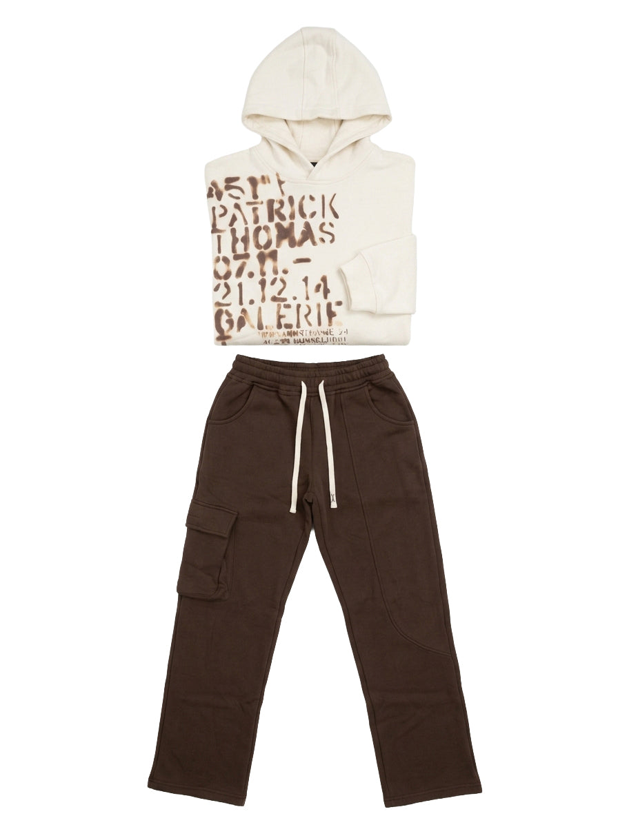 Marinero Boys' Graphic Hoodie & Jogger Set – Brown