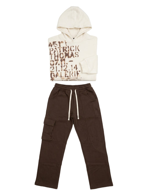 Marinero Boys' Graphic Hoodie & Jogger Set – Brown