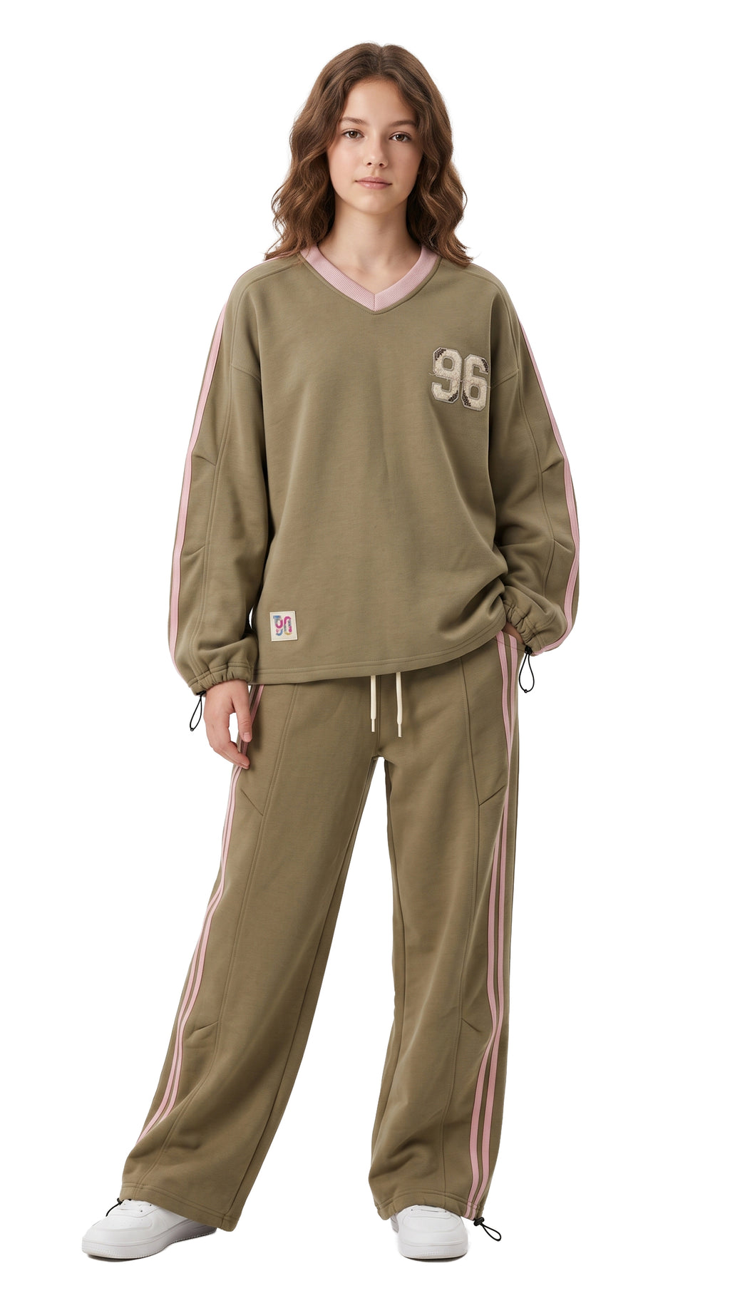 Marinero Girls' Sporty Tracksuit Set – Olive