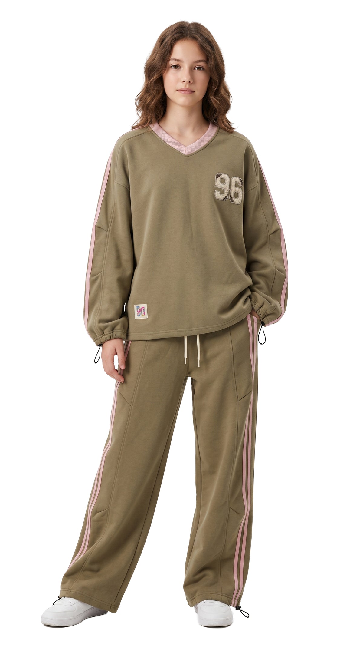 Marinero Girls' Sporty Tracksuit Set – Olive