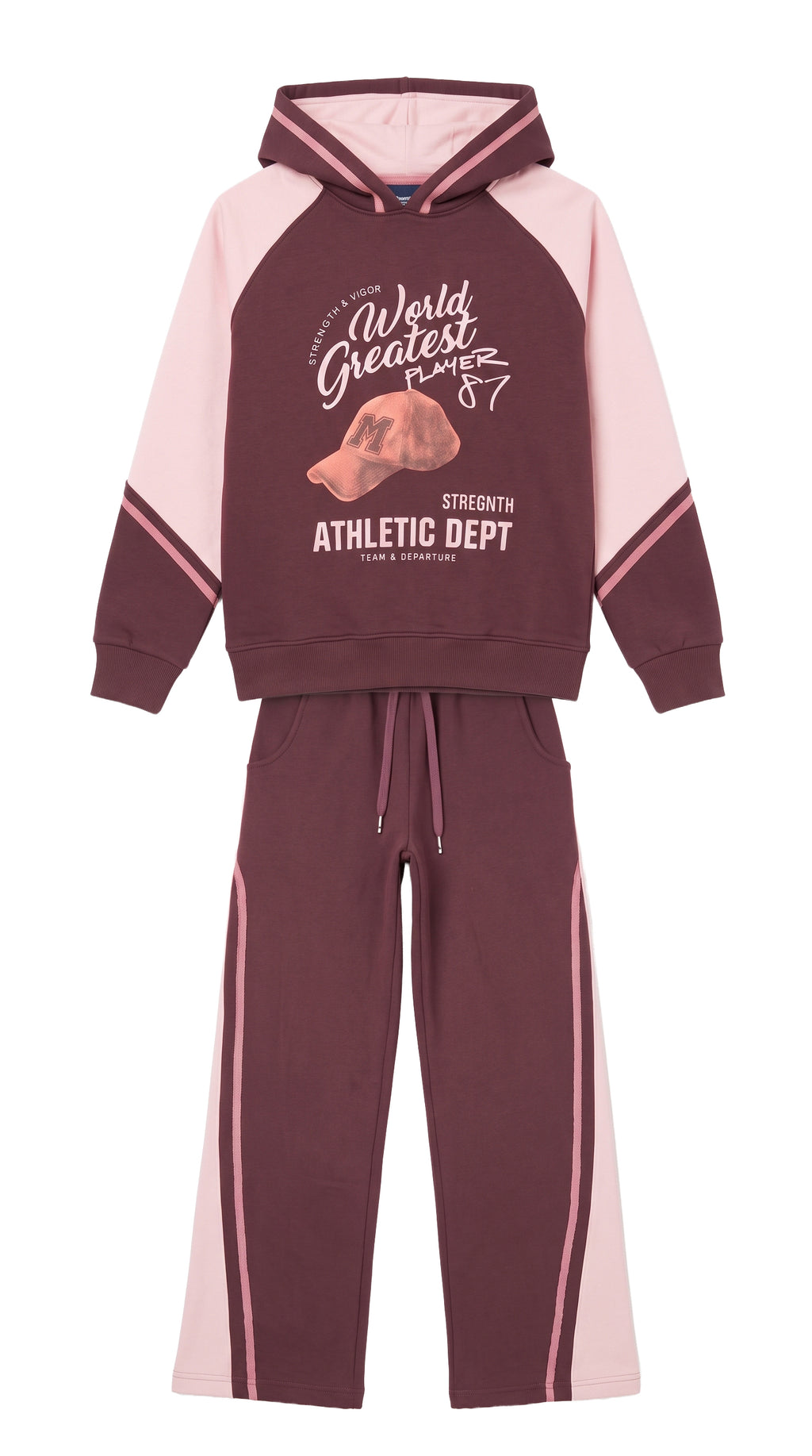 Marinero Girls' Hoodie & Jogger Set – Burgundy