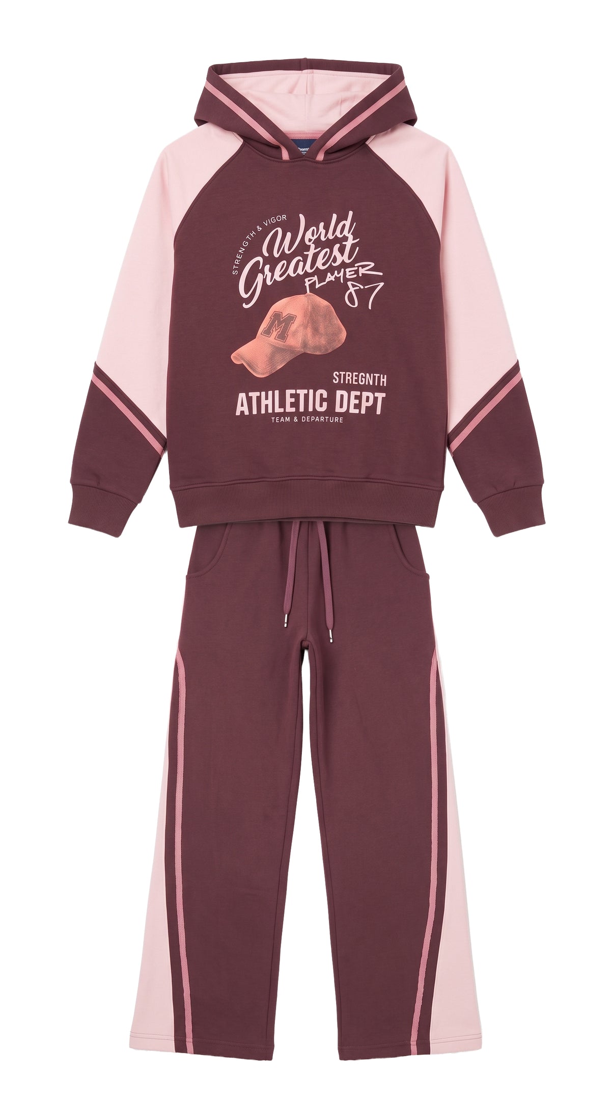 Marinero Girls' Hoodie & Jogger Set – Burgundy