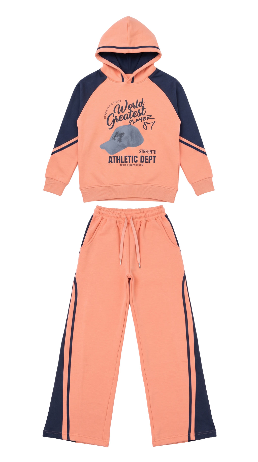 Marinero Girls' Hoodie & Jogger Set – Salmon