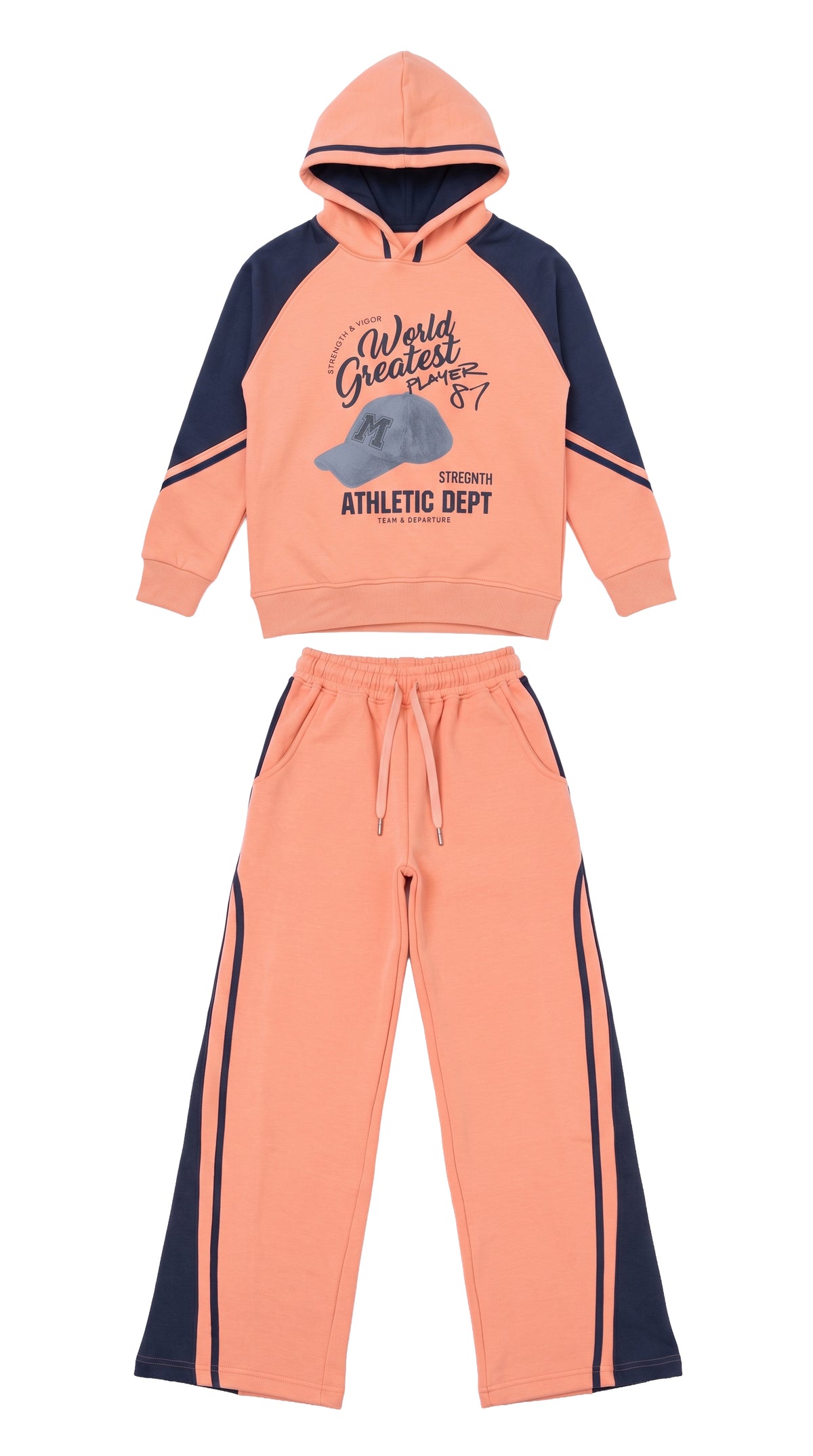 Marinero Girls' Hoodie & Jogger Set – Salmon