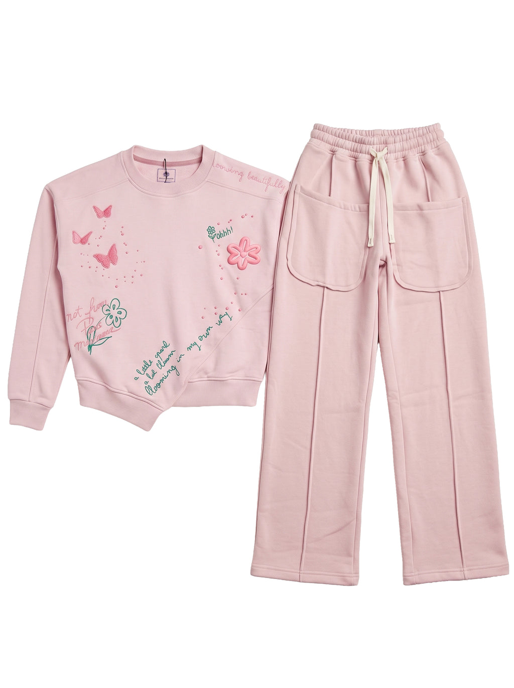 Marinero Girls' Butterfly Print Set – Rose