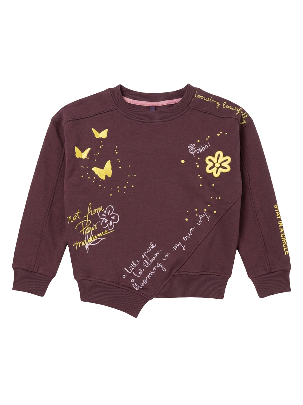 Marinero Girls' Butterfly Print Set – Wine