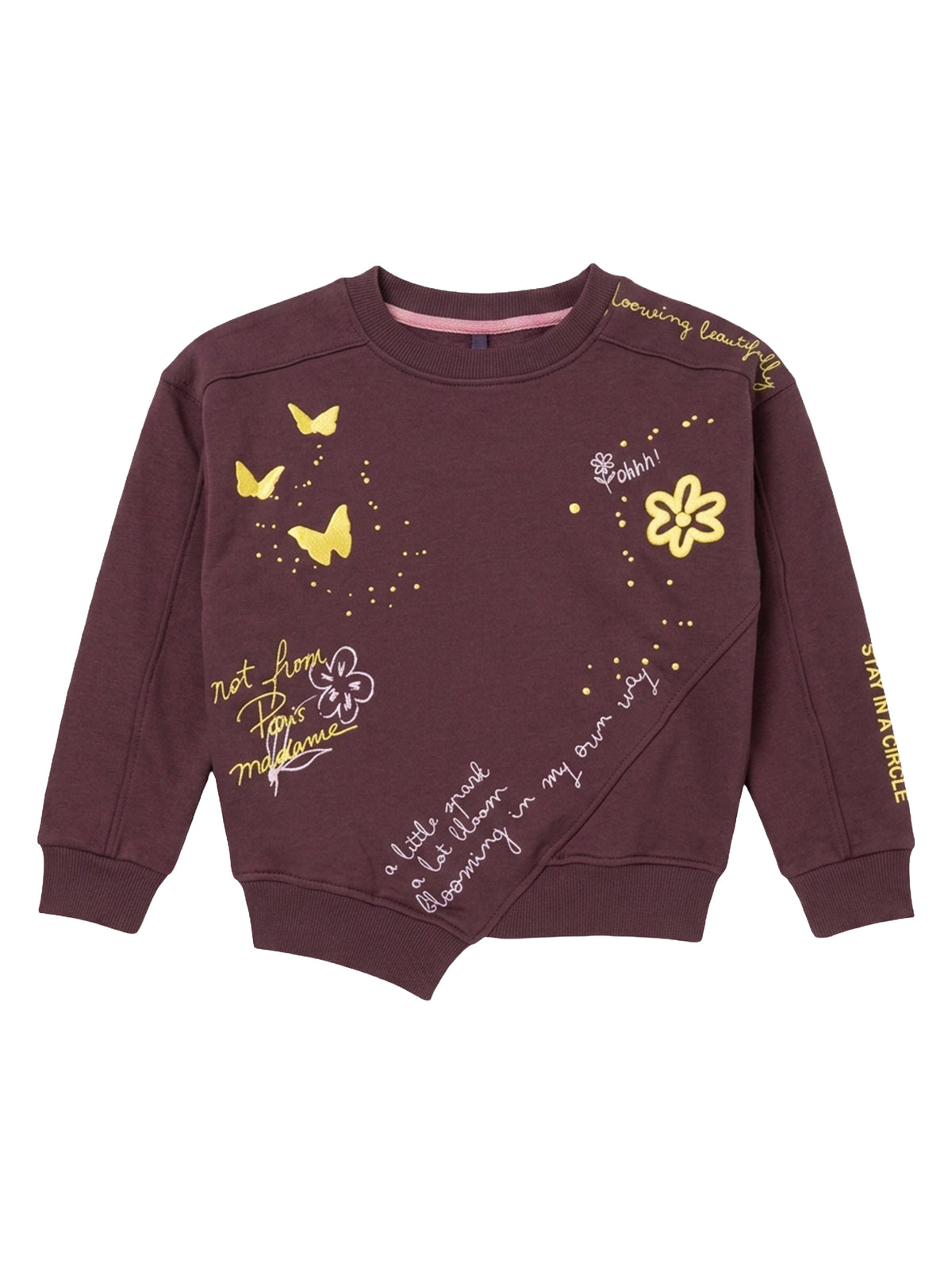 Marinero Girls' Butterfly Print Set – Wine