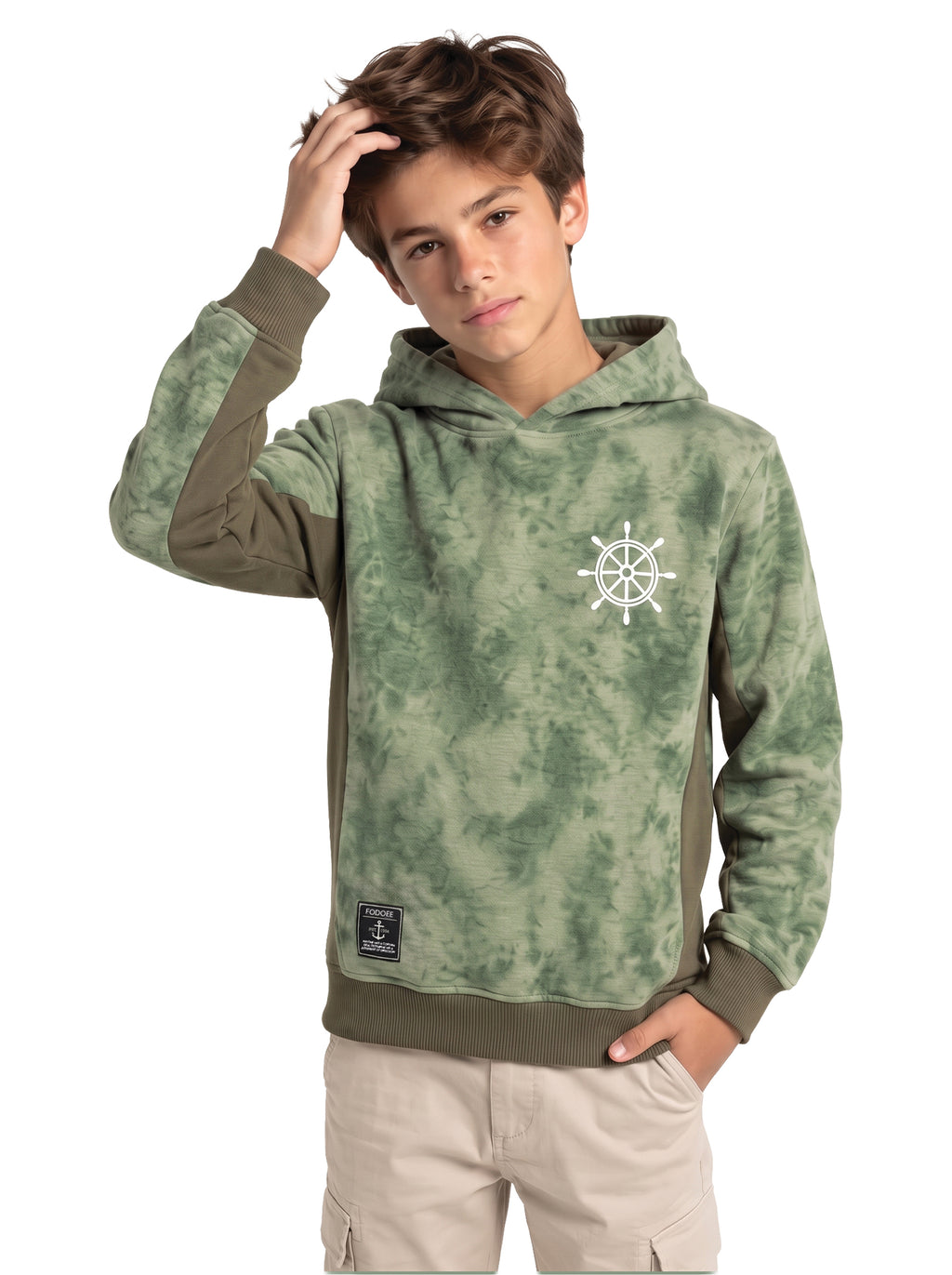 Marinero Boys' Tie-Dye Hoodie – Army Green Tie-Dye