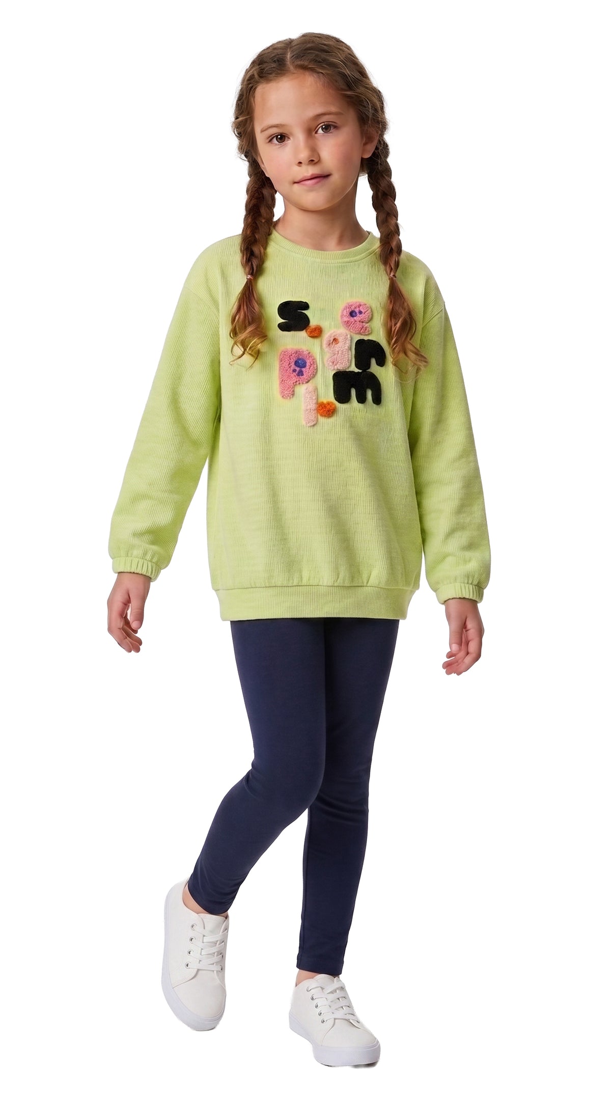 Marinero Girls' Striped Sweatshirt & Leggings – Navy