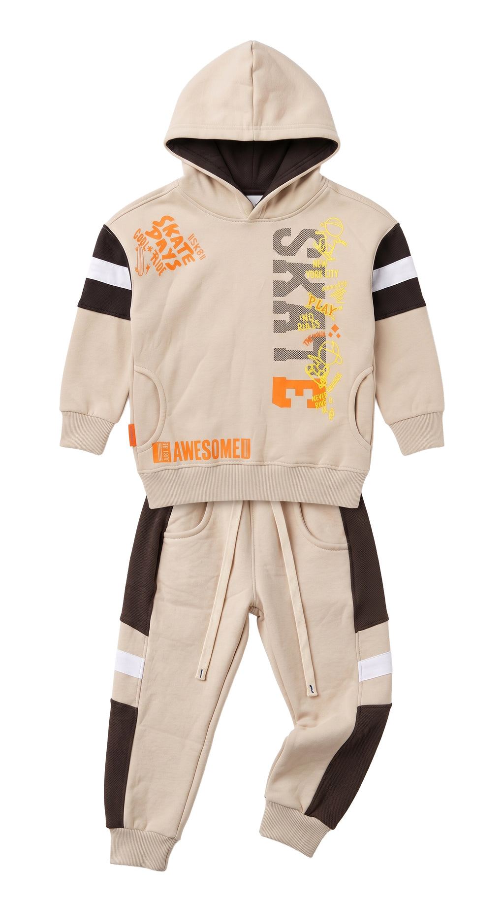 Marinero Boys' Skate Graphic Tracksuit – Beige