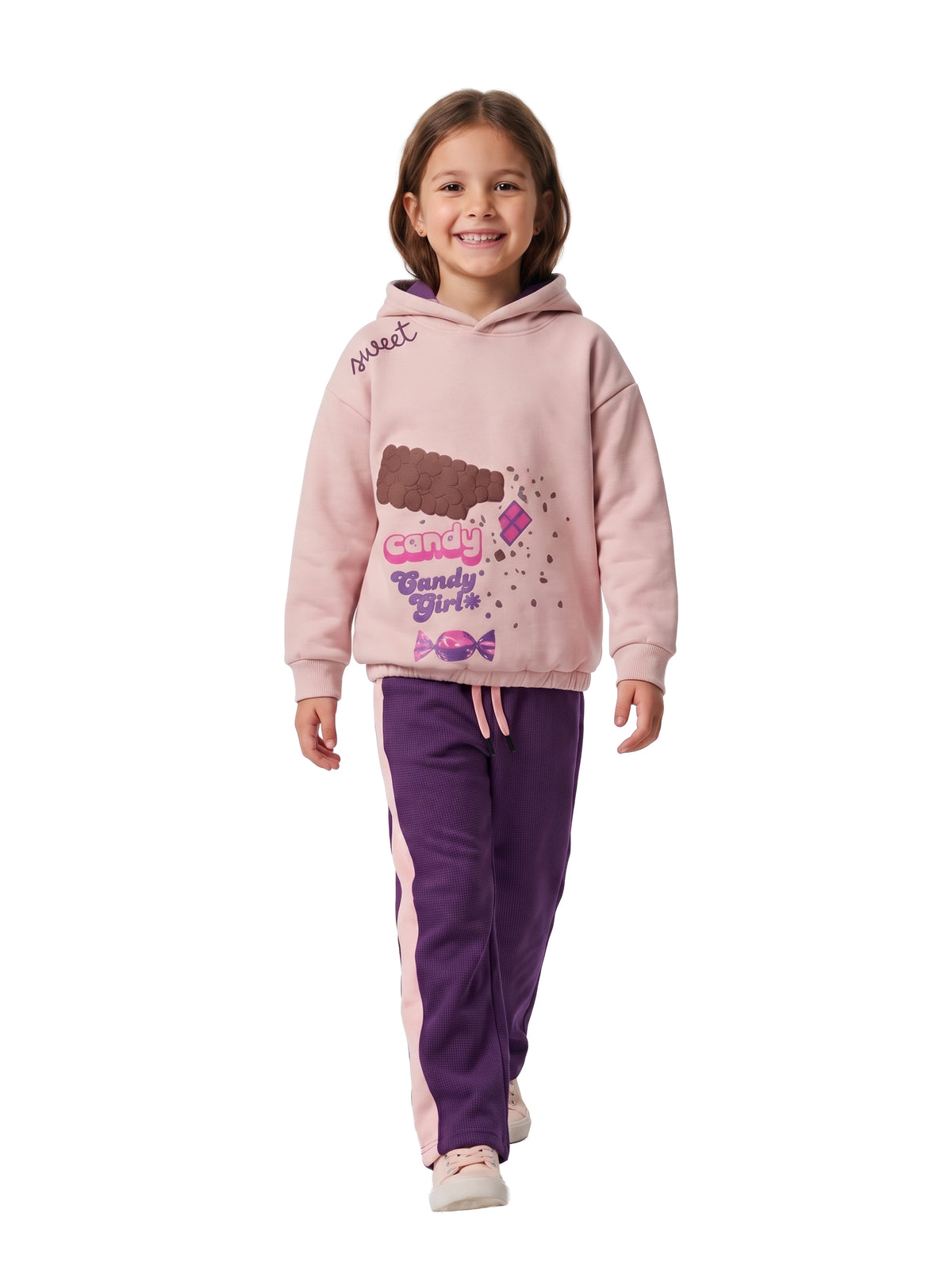 Marinero Girls' Candy Print Hoodie Set – Pink