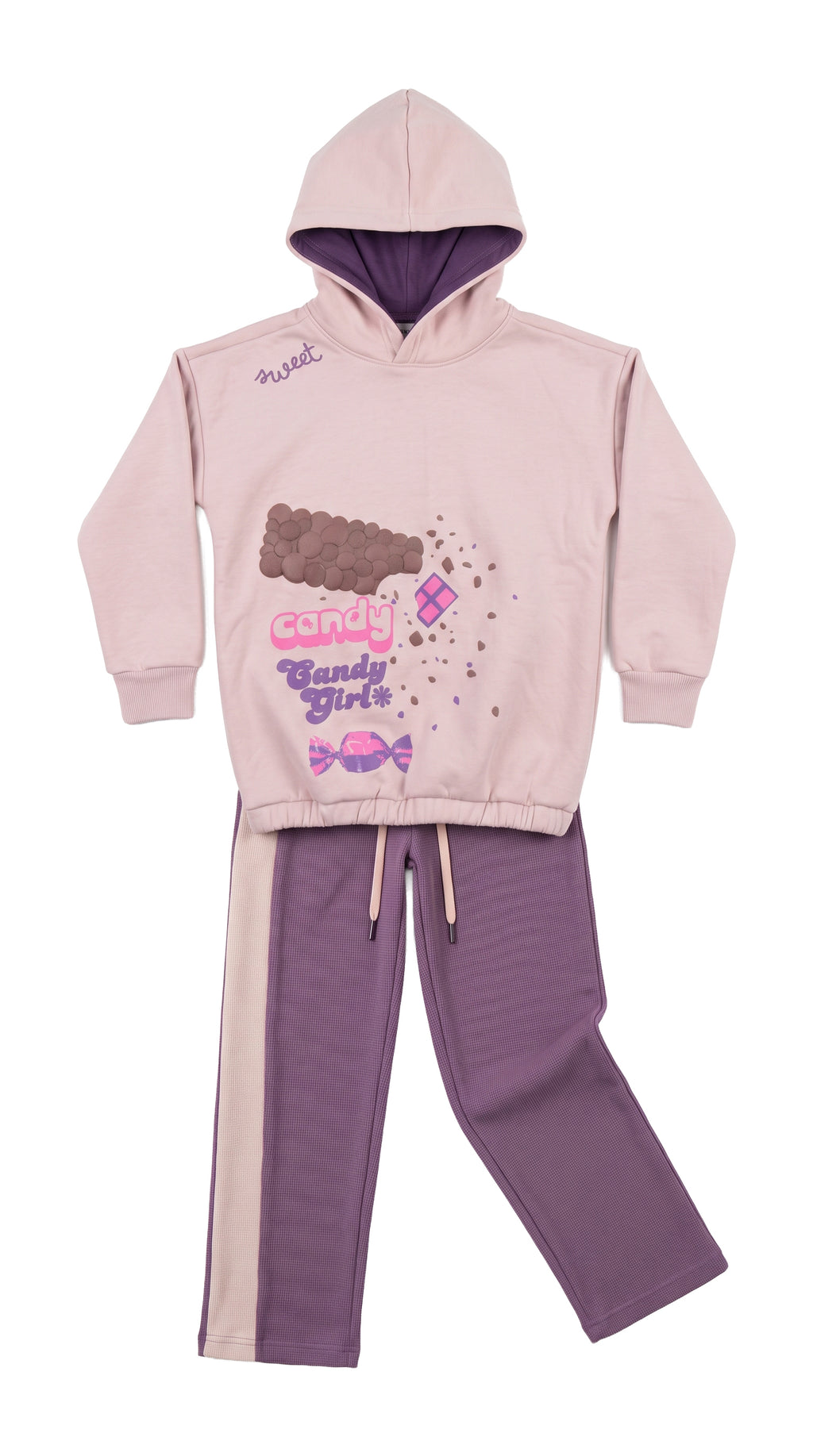 Marinero Girls' Candy Print Hoodie Set – Pink
