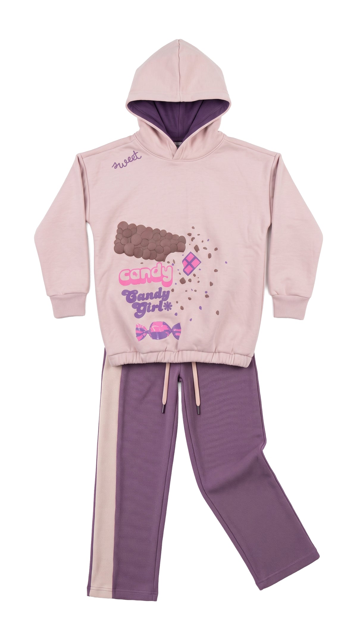 Marinero Girls' Candy Print Hoodie Set – Pink