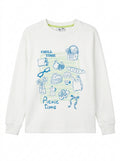 Marinero Girls’ 2-Piece Cotton Set – Printed Sweatshirt & Flare Pants, Kids Casual Winter Outfit – Available in Off-White & Cashmere Beige