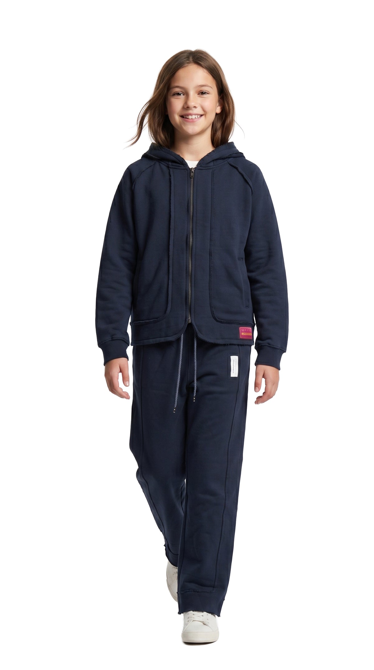 Marinero Girls' Zip-Up Hoodie Set – Navy