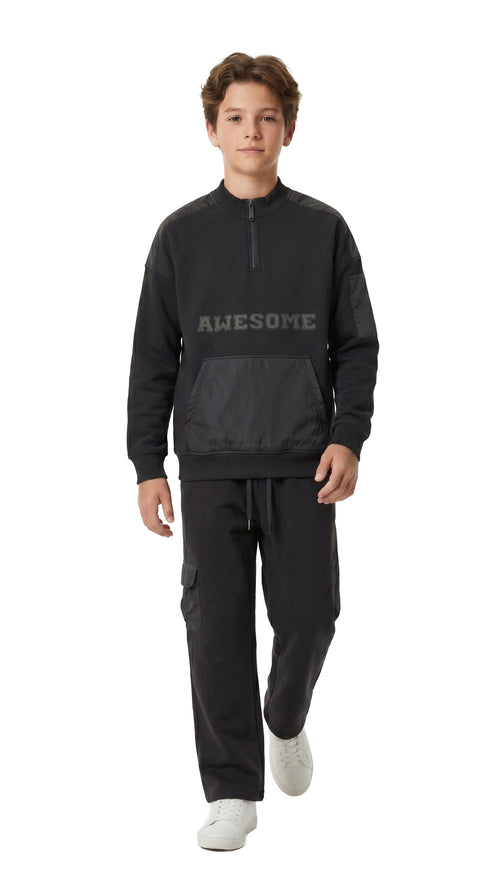 Marinero Boys' Cargo Sweatshirt Set – Black