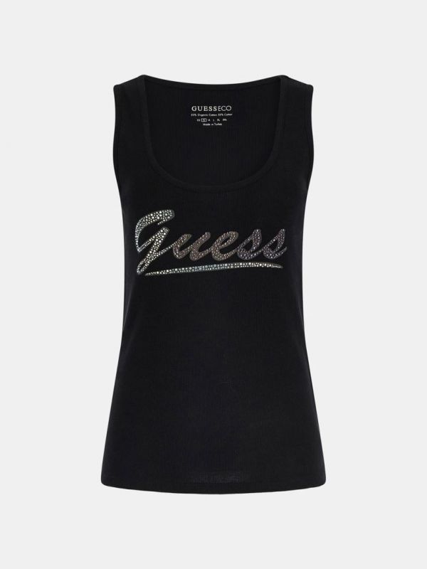 Дамски топ с лого кристали Guess