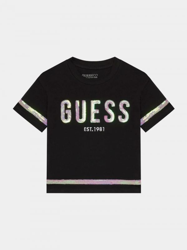 Детска тениска Guess с пайети за момиче 