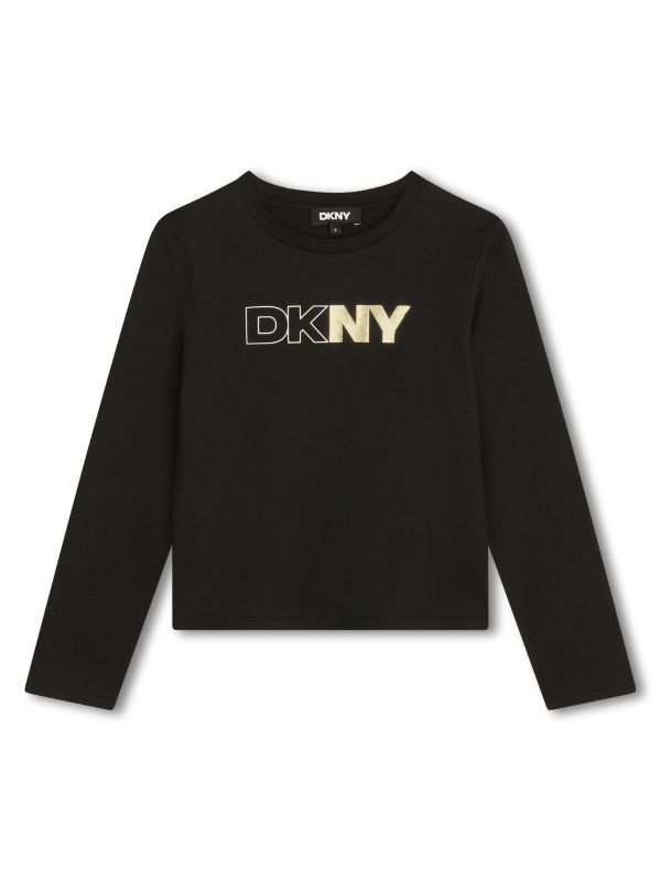 Детска тениска с дълъг ръкав DKNY за момиче