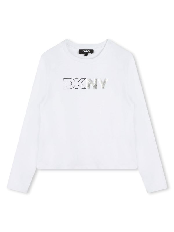 Детска тениска с дълъг ръкав DKNY за момиче